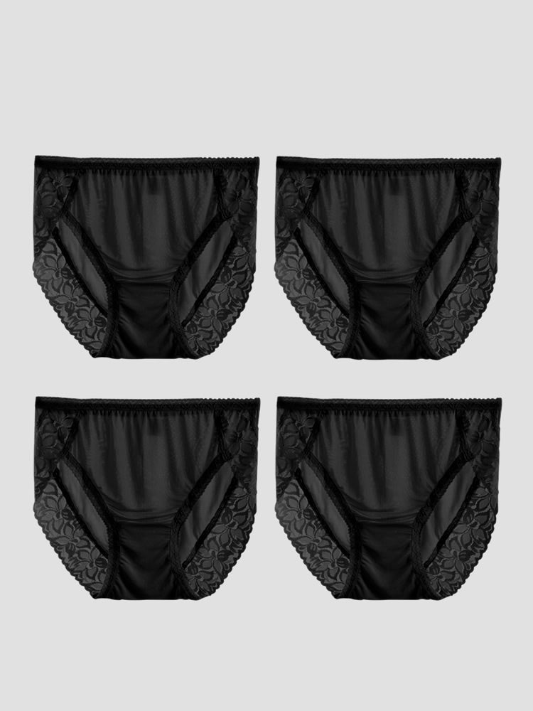 4Pcs Sexy Lace Silk Knitted Panties for Women (Bra NOT Included)